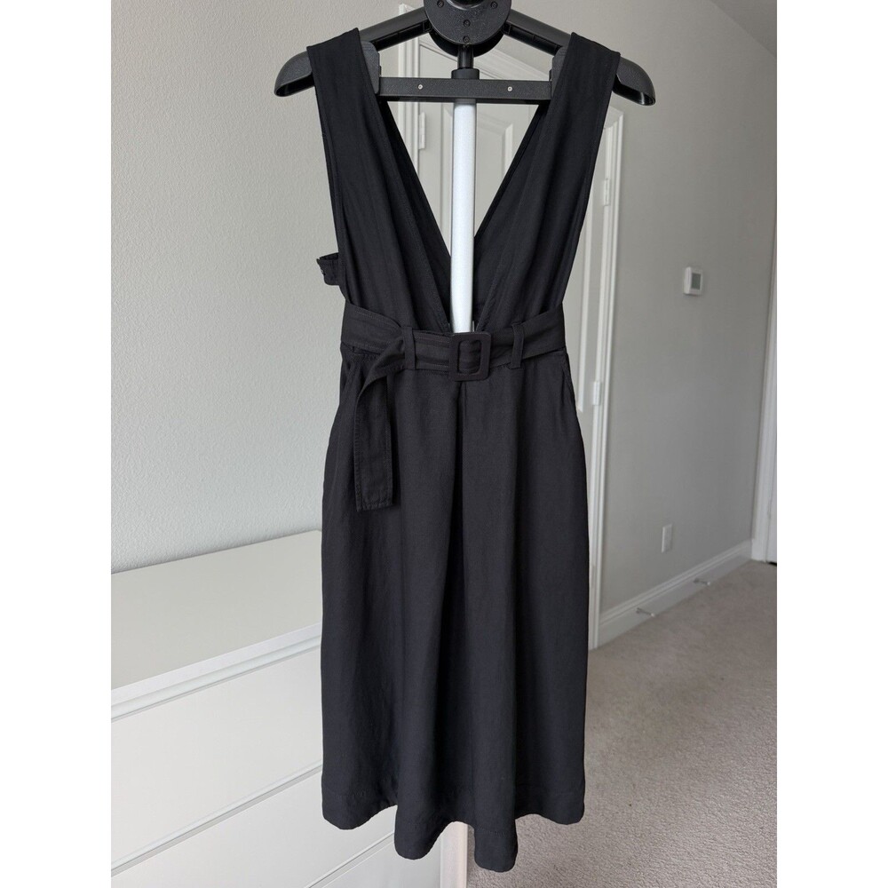 Maeve Anthropologie Black Belt Jumper Dress Viscose Linen Office Sleeveless XS - Picture 11 of 15